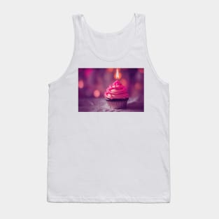 Cute delicious cupcake design with candle Tank Top